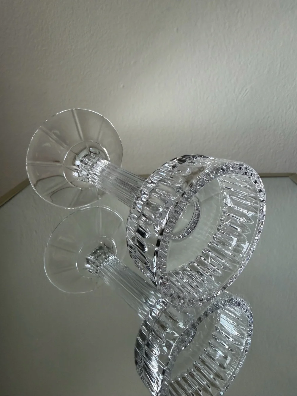 Vintage Shannon Crystal by Godinger Fairy Lamp Pedestal Candle Holder 8”